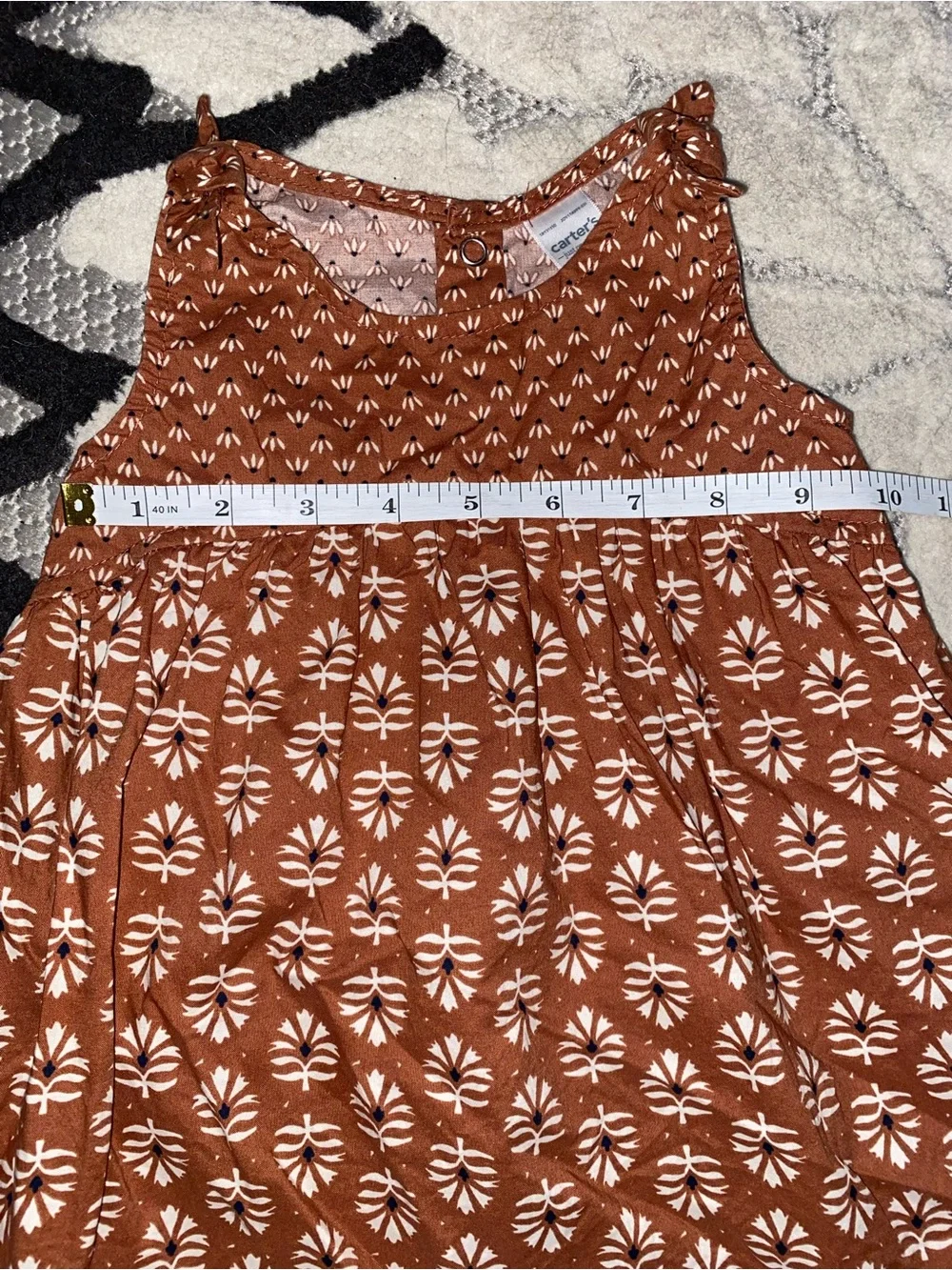 Carter's Brown Floral Tank Dress with Hat Set 18 Months
